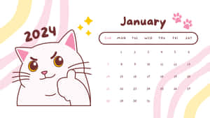 January2024 Cute Cat Calendar Wallpaper