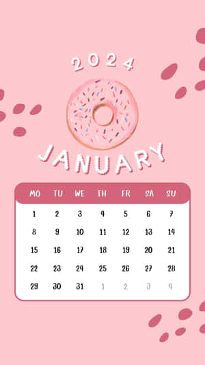 January2024 Donut Calendar Wallpaper