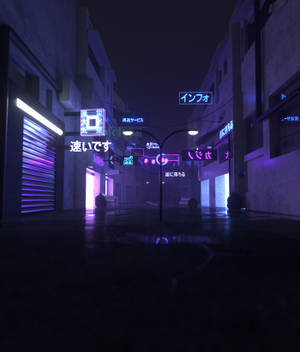 Japan Alley Neon City Wallpaper