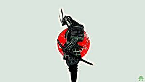 Japan Flag And A Black Samurai Wallpaper