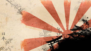 Japan Flag And A Japanese House Wallpaper