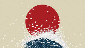 Japan Flag With Beige Background Wallpaper