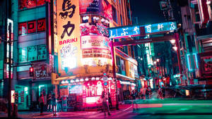 Japan Night City Photography Wallpaper