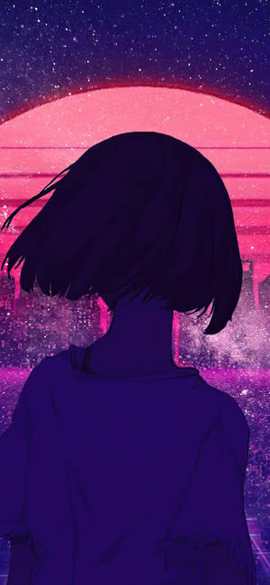 Japanese Aesthetic Iphone Cyberpunk City Girl Wallpaper