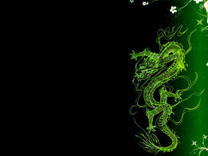 Japanese Dragon In Glowing Green Wallpaper