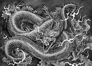 Japanese Dragon Pc Black And White Sketch Wallpaper