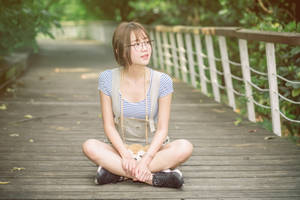 Japanese Girl On Bridge Wallpaper