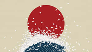 Japanese Minimalist Art Flag Wave Wallpaper