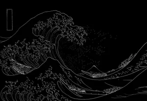 Japanese Minimalist Black White Wave Wallpaper