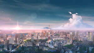 Japanese Minimalist City Landscape Art Wallpaper