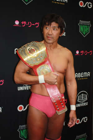 Japanese Mixed Martial Arts Legend, Masakatsu Funaki, Holding Ghc National Champion Belt Wallpaper