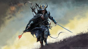 Japanese Samurai Approaching Wallpaper