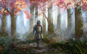 Japanese Samurai Peaceful Walk Wallpaper