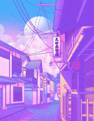 Japanese Village Digital Art Wallpaper