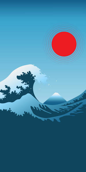 Japanese Waves Minimalism Art Wallpaper