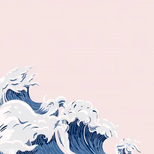 Japanese Waves Pale Pink Background Wallpaper