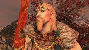 Jarl Balgruuf The Greater In Whiterun Throne Room Wallpaper