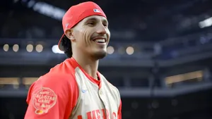 Jarren Duran Smiling In Baseball Uniform Wallpaper