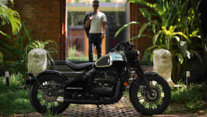 Jawa Motorcycle Parked Outdoors Wallpaper