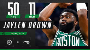 Jaylen Brown Celtics Stat Vs. Magic Wallpaper
