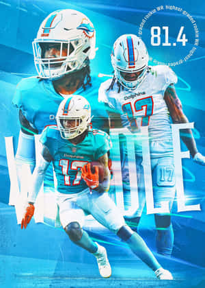 Jaylen Waddle Miami Dolphins Collage Wallpaper