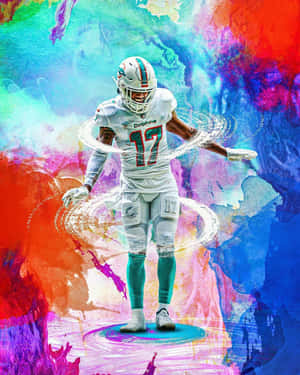 Jaylen Waddle Vibrant Artwork Wallpaper