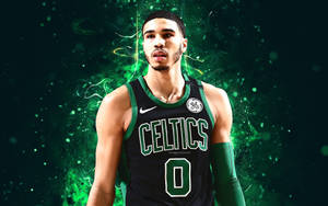 Jayson Tatum Digital Black Celtics Jersey Wallpaper