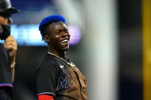 Jazz Chisholm Blue Hair Smile Marlins Wallpaper
