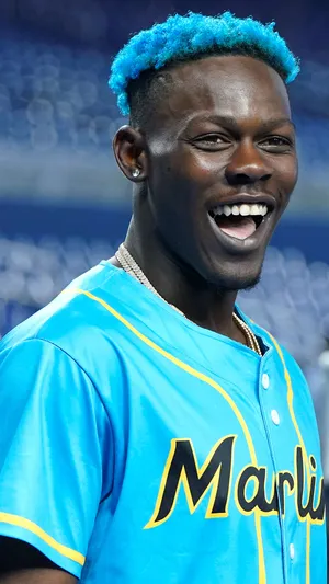 Jazz Chisholm Jr Blue Hair Smile Wallpaper