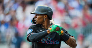 Jazz Chisholm Miami Marlins Batting Action Wallpaper