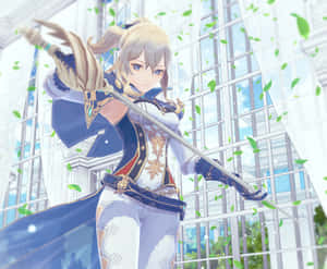 Jean From Genshin Impact: The Dandelion Knight In Action Wallpaper