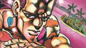 Jean Pierre Polnareff Striking A Pose In An Intense Battle Scene. Wallpaper