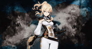 Jean, The Dandelion Knight From Genshin Impact, Striking A Powerful Pose In Stunning Artwork Wallpaper