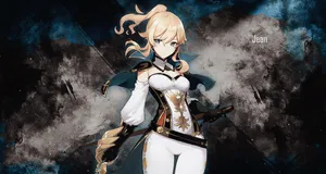 Jean, The Dandelion Knight From Genshin Impact, Striking A Powerful Pose In Stunning Artwork Wallpaper