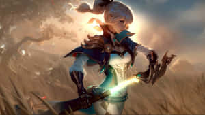 Jean - The Dandelion Knight Of Genshin Impact In Action Wallpaper