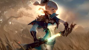 Jean - The Dandelion Knight Of Genshin Impact In Action Wallpaper