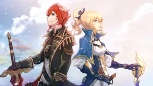 Jean, The Stoic Heroine From Genshin Impact, Poised For Action In This Dazzling Wallpaper. Wallpaper