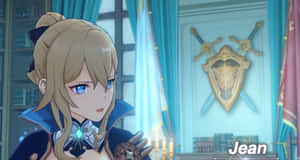 Jean With Her Sword In Genshin Impact Fantasy World Wallpaper