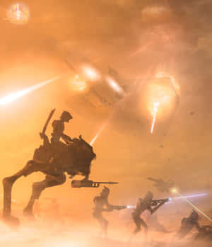 Jedi Knights Fight In The Battle Of Geonosis Wallpaper