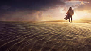 Jedi Walking Desert Sunset Ultra Wide Wallpaper