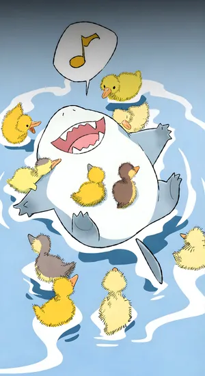 Jeff The Land Shark And Ducklings Wallpaper