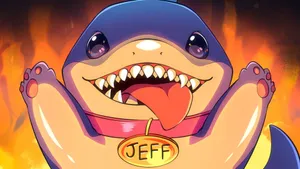 Jeff The Land Shark Cute Character Wallpaper