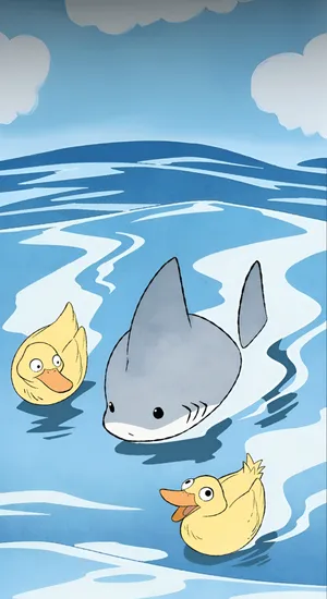 Jeff The Land Shark With Ducks Wallpaper