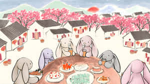 Jellycat Bunny Family Gathering Wallpaper