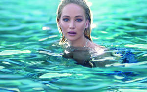 Jennifer Lawrence Turquoise Blue Water Wallpaper