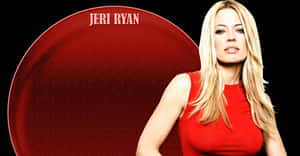 Jeri Ryan Striking A Pose In A Navy Blue Dress Wallpaper