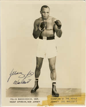 Jersey Joe Walcott's Southpaw Stance Signed Photo Wallpaper