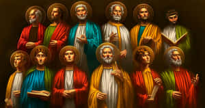 Jesus And His Disciples: A Moment Of Divine Teaching Wallpaper