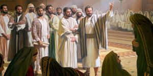 Jesus And His Disciples Gathered At The Last Supper Wallpaper