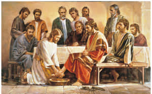 Jesus And His Disciples In A Serene Moment Wallpaper